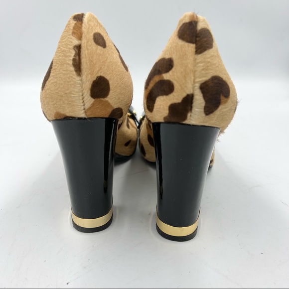 NWOT! Tory Burch Martha Leopard Print Calf Hair Chain Link Block Heel Pumps! 7M - Picture 5 of 10